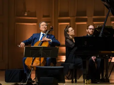 Mayor Wu and cellist Yo-Yo Ma perform together at Boston’s Symphony Hall