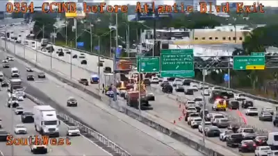 Lanes reopen after tractor trailer overturns in Pompano Beach; no injuries reported